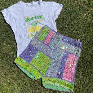 Retro multi color sequin shorts